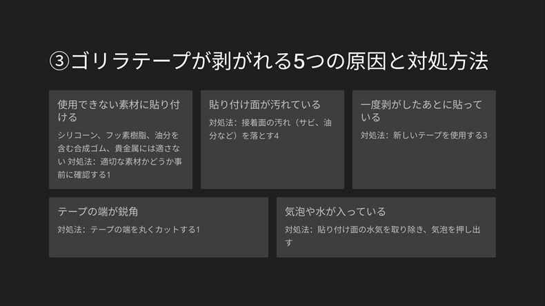 ゴリラテープが剥がれる5つの原因