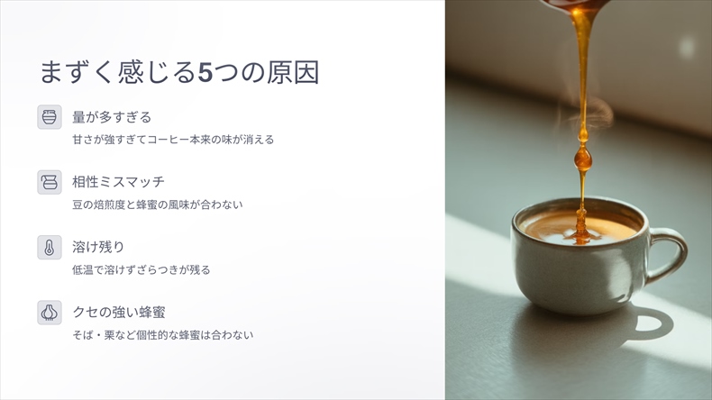 コーヒーにはちみつが不味く感じる5つの原因